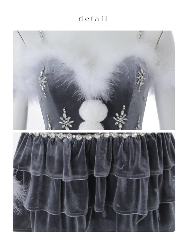 画像36: 【予約 / 11月下旬発送予定】【送料無料！】【サンタ】　スノーフレークビジューフレアサンタコスプレ【コスプレ4点セット】【XS-Lサイズ/3カラー】[OF01]