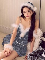 【予約 / 11月下旬発送予定】【送料無料！】【サンタ】　スノーフレークビジューフレアサンタコスプレ【コスプレ4点セット】【XS-Lサイズ/3カラー】[OF01]