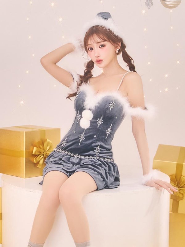 画像26: 【予約 / 11月下旬発送予定】【送料無料！】【サンタ】　スノーフレークビジューフレアサンタコスプレ【コスプレ4点セット】【XS-Lサイズ/3カラー】[OF01]