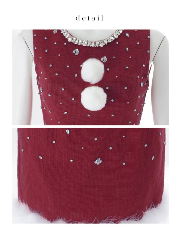 画像21: 【即日発送】【サンタ】ストーンビジューノースリーブタイトサンタコスプレ【コスプレ4点セット】【XS-Lサイズ/3カラー】[OF03]