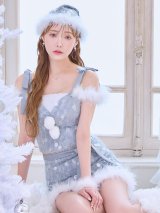 【予約 / 12月上旬発送予定】【送料無料！】【サンタ】ラメニットリボンセットアップサンタコスプレ【コスプレ5点セット】【XS-Lサイズ/2カラー】[OF03]