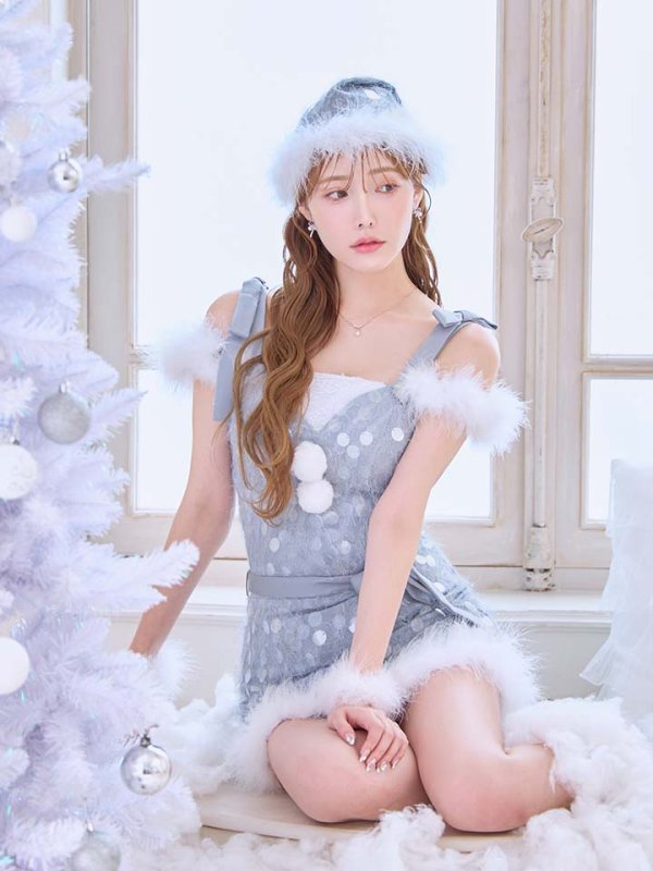 画像12: 【予約 / 12月上旬発送予定】【送料無料！】【サンタ】ラメニットリボンセットアップサンタコスプレ【コスプレ5点セット】【XS-Lサイズ/2カラー】[OF03]