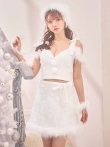 【予約 / 12月中旬発送予定】【送料無料！】【サンタ】ラメニットリボンセットアップサンタコスプレ【コスプレ5点セット】【XS-Lサイズ/2カラー】[OF01]