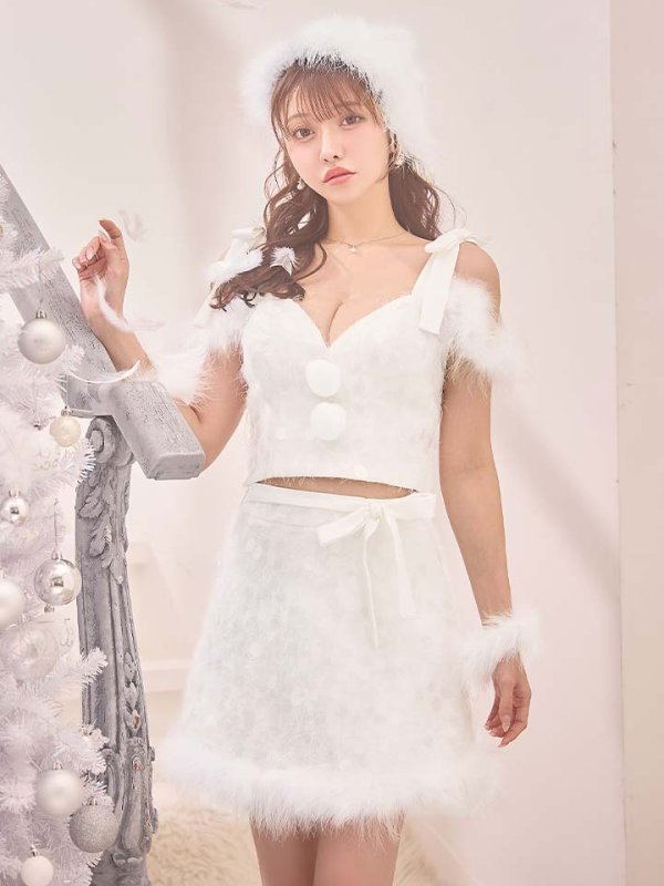 画像8: 【予約 / 12月上旬発送予定】【送料無料！】【サンタ】ラメニットリボンセットアップサンタコスプレ【コスプレ5点セット】【XS-Lサイズ/2カラー】[OF01]