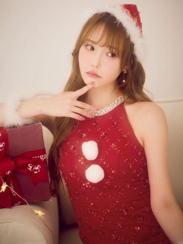 画像36: 【予約 / 11月中旬発送予定】【送料無料！】【サンタ】サイドリボンツイードビジューサンタコスプレ【コスプレ5点セット】【XS-Lサイズ/2カラー】[OF03]