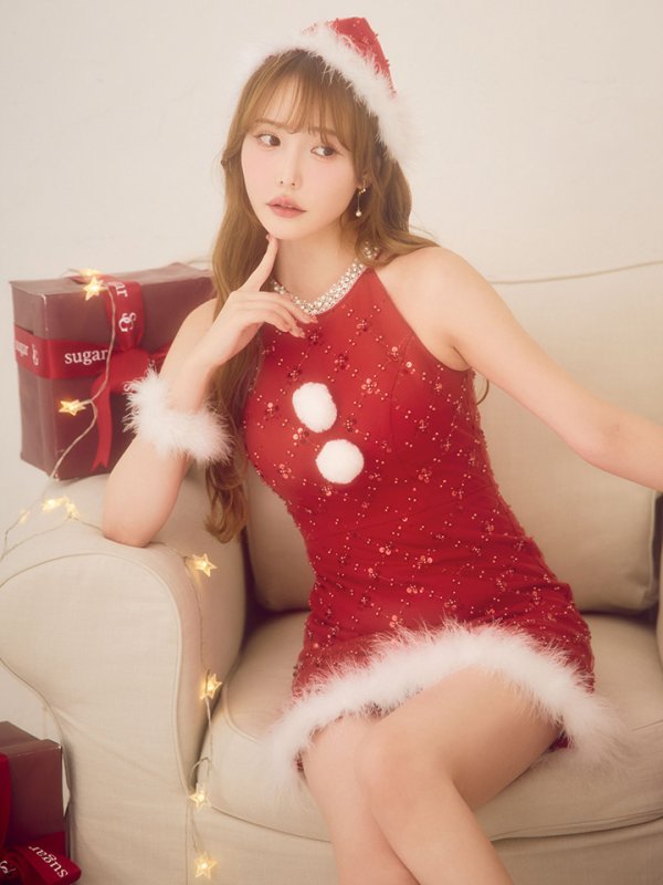 画像12: 【予約 / 11月中旬発送予定】【送料無料！】【サンタ】サイドリボンツイードビジューサンタコスプレ【コスプレ5点セット】【XS-Lサイズ/2カラー】[OF03]