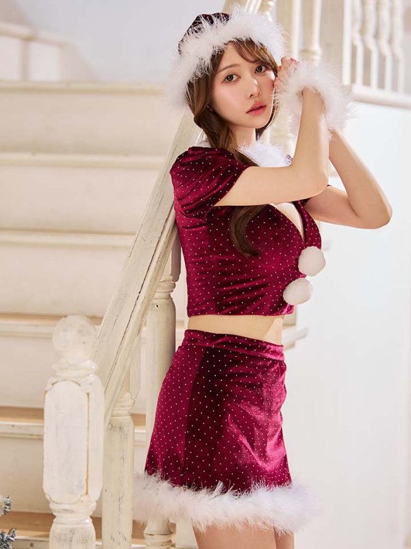 画像24: 【一部予約 / 11月中旬発送予定】【送料無料！】【サンタ】パフスリーブストーンセットアップサンタコスプレ【コスプレ5点セット】【XS-XLサイズ/2カラー】[OF01]