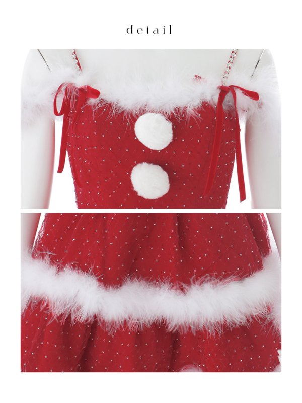 画像38: 【予約 / 11月下旬発送予定】【送料無料！】【サンタ】サイドリボンストーンフリルサンタコスプレ【コスプレ4点セット】【XS-XLサイズ/1カラー】[OF01]