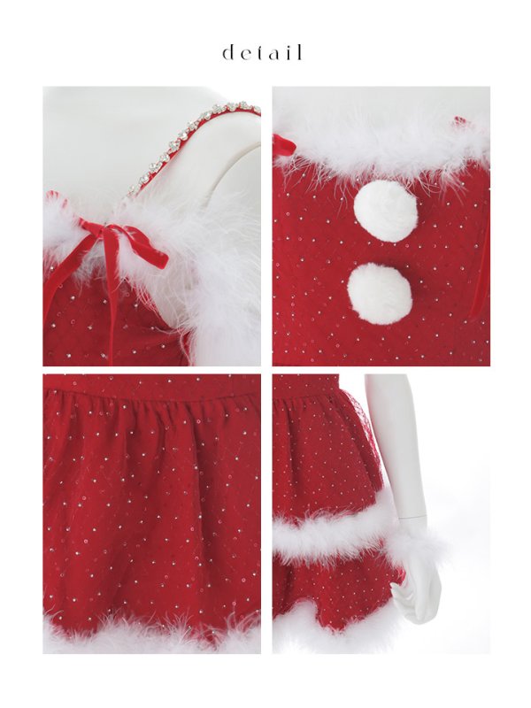 画像39: 【予約 / 11月下旬発送予定】【送料無料！】【サンタ】サイドリボンストーンフリルサンタコスプレ【コスプレ4点セット】【XS-XLサイズ/1カラー】[OF01]