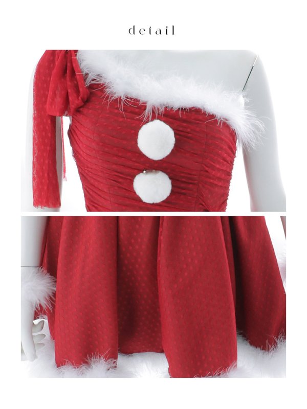 画像18: 【即日発送】【サンタ】ワンショルリボンドットチュールサンタコスプレ【コスプレ4点セット】【XS-Lサイズ/2カラー】[OF01]