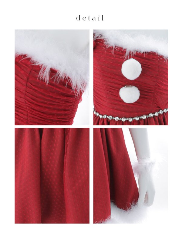 画像19: 【即日発送】【サンタ】ワンショルリボンドットチュールサンタコスプレ【コスプレ4点セット】【XS-Lサイズ/2カラー】[OF01]