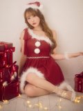 【即日発送】【サンタ】ワンショルリボンドットチュールサンタコスプレ【コスプレ4点セット】【XS-Lサイズ/2カラー】[HC02]