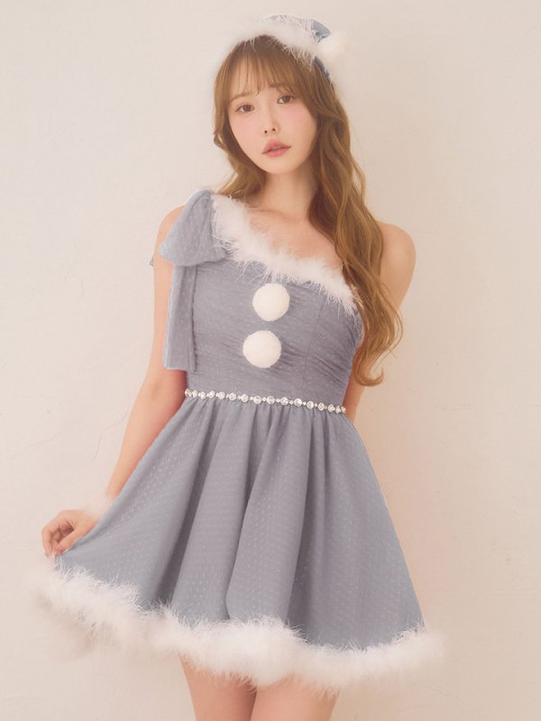 画像3: 【即日発送】【サンタ】ワンショルリボンドットチュールサンタコスプレ【コスプレ4点セット】【XS-Lサイズ/2カラー】[OF01]