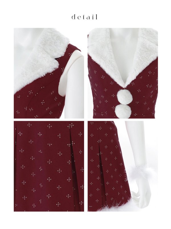 画像43: 【即日発送】【サンタ】ファー襟付きラメワンピサンタコスプレ【コスプレ4点セット】【S-Mサイズ/2カラー】[OF01]