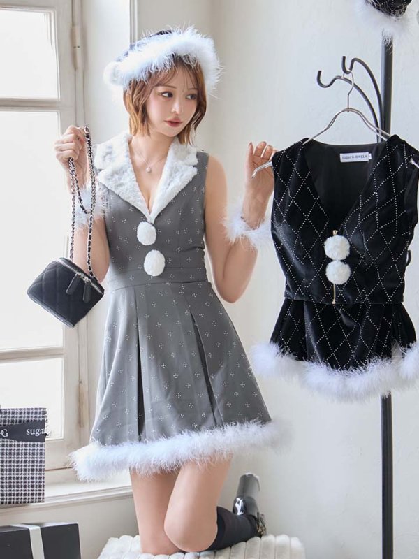 画像23: 【即日発送】【サンタ】ファー襟付きラメワンピサンタコスプレ【コスプレ4点セット】【S-Mサイズ/2カラー】[OF01]