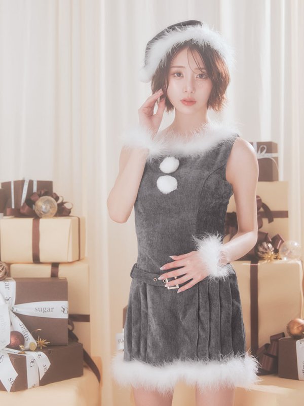 画像7: 【即日発送】【送料無料！】【サンタ】ベルト付きファーサンタコスプレ【コスプレ4点セット】【XS-XLサイズ/3カラー】[OF04/OF04]