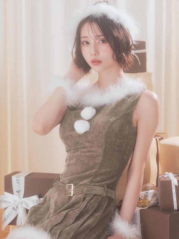 画像18: 【即日発送】【送料無料！】【サンタ】ベルト付きファーサンタコスプレ【コスプレ4点セット】【XS-XLサイズ/3カラー】[OF04/OF04]