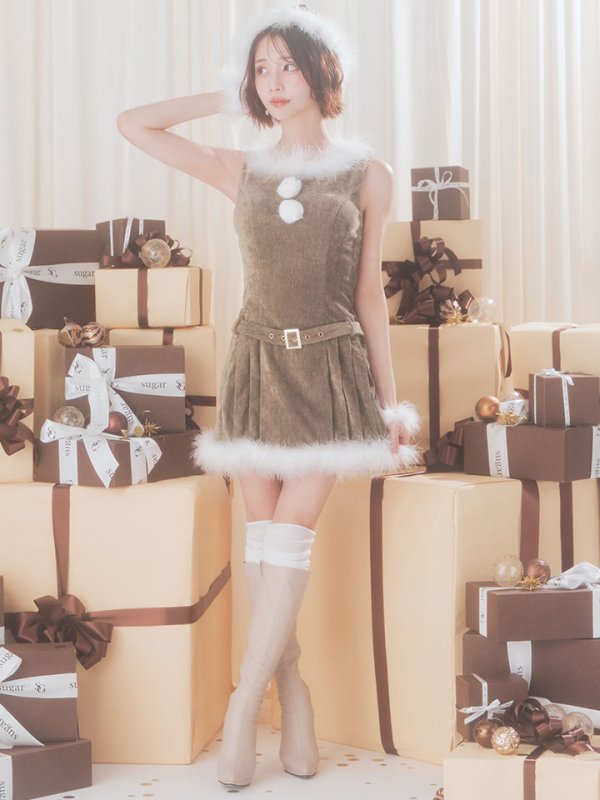 画像21: 【即日発送】【送料無料！】【サンタ】ベルト付きファーサンタコスプレ【コスプレ4点セット】【XS-XLサイズ/3カラー】[OF04/OF04]