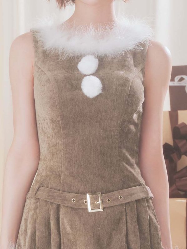 画像29: 【即日発送】【送料無料！】【サンタ】ベルト付きファーサンタコスプレ【コスプレ4点セット】【XS-XLサイズ/3カラー】[OF04/OF04]