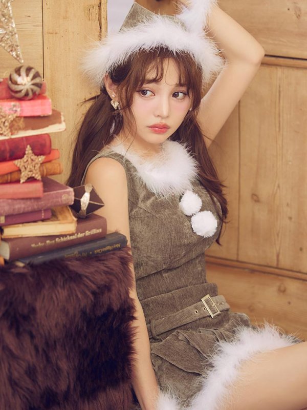 画像7: 【即日発送】【送料無料！】【サンタ】ベルト付きファーサンタコスプレ【コスプレ4点セット】[OF01/OF04]