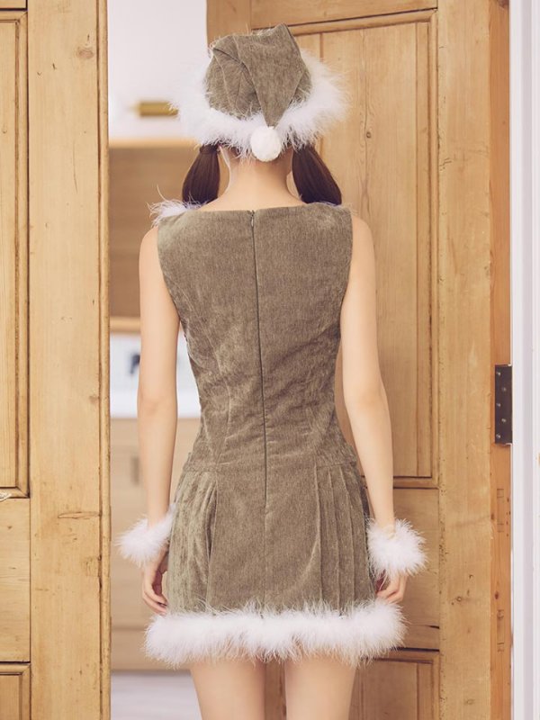 画像28: 【即日発送】【送料無料！】【サンタ】ベルト付きファーサンタコスプレ【コスプレ4点セット】[OF01/OF04]