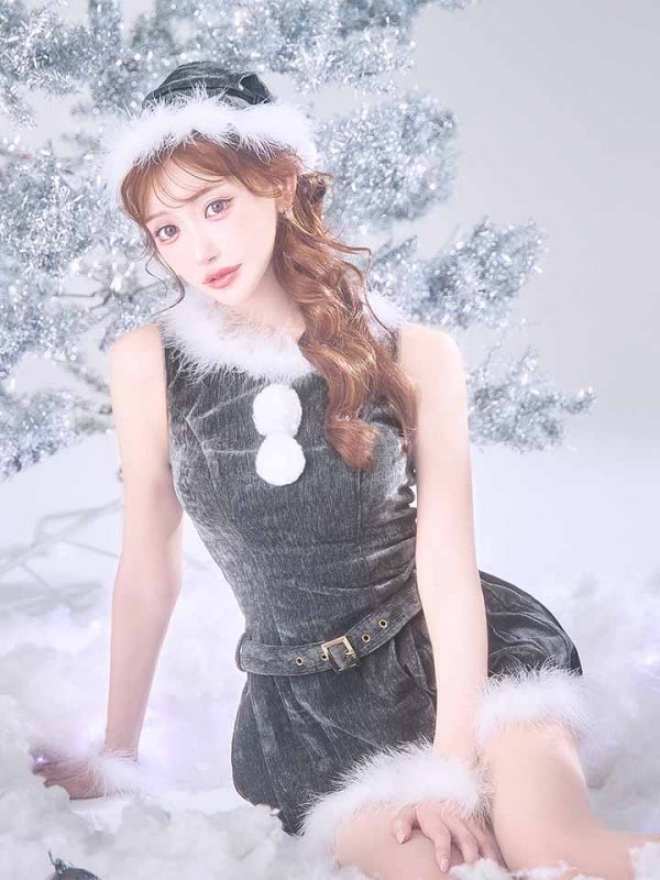 画像22: 【即日発送】【送料無料！】【サンタ】ベルト付きファーサンタコスプレ【コスプレ4点セット】[OF01/OF04]