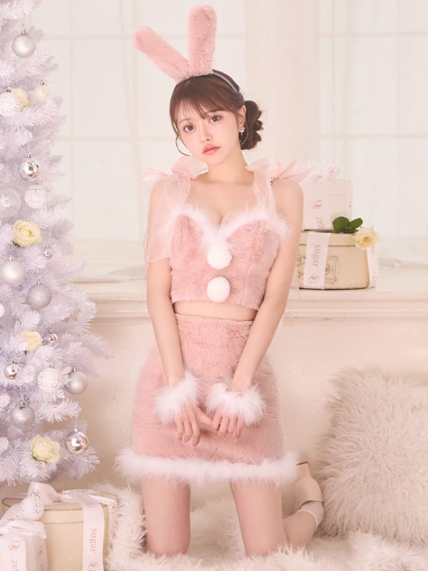 画像2: 【即日発送】【送料無料！】【サンタ】チュールリボンセットアップサンタコスプレ【コスプレ7点セット】【XS-Mサイズ/2カラー】