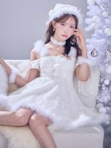 【予約 / 11月下旬発送予定】【送料無料！】【サンタ】ラメチュールオフショルリボンサンタコスプレ【コスプレ5点セット】【XS-Lサイズ/1カラー】[OF03]