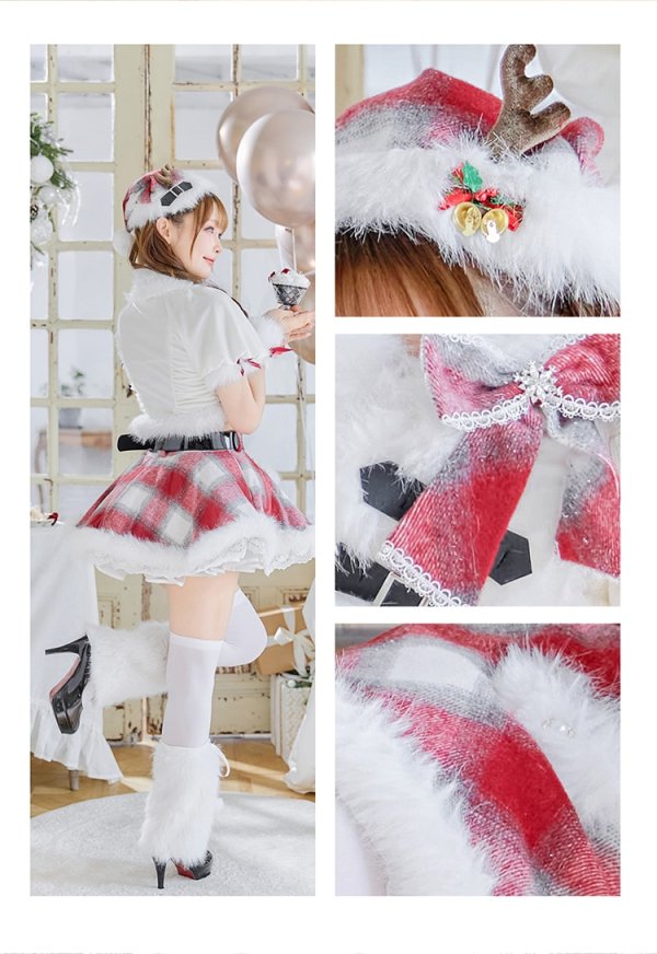画像5: 【即日発送】【サンタ】ロゼチェックビジューライントナカイ【Malymoon/マリームーン】【コスプレ11点セット】【フリーサイズ/1カラー】[OF03]