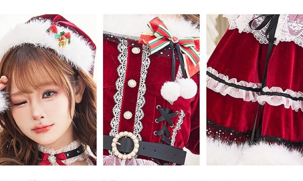 画像7: 【即日発送】【サンタ】オフショルダープリンセスラインサンタ【Malymoon/マリームーン】【コスプレ7点セット】【フリーサイズ/1カラー】[OF03]