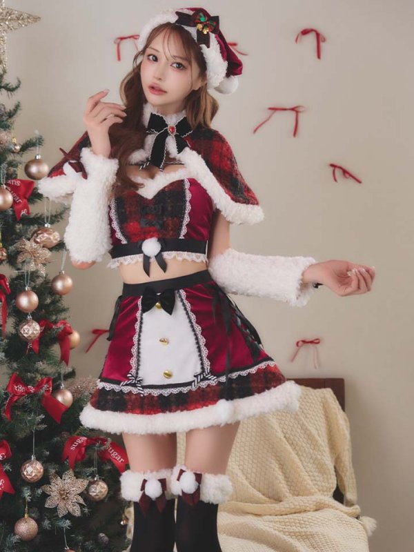 画像1: 【即日発送】【サンタ】ノエルドチェックケープサンタ【Malymoon/マリームーン】【コスプレ9点セット】【フリーサイズ/2カラー】[OF03]