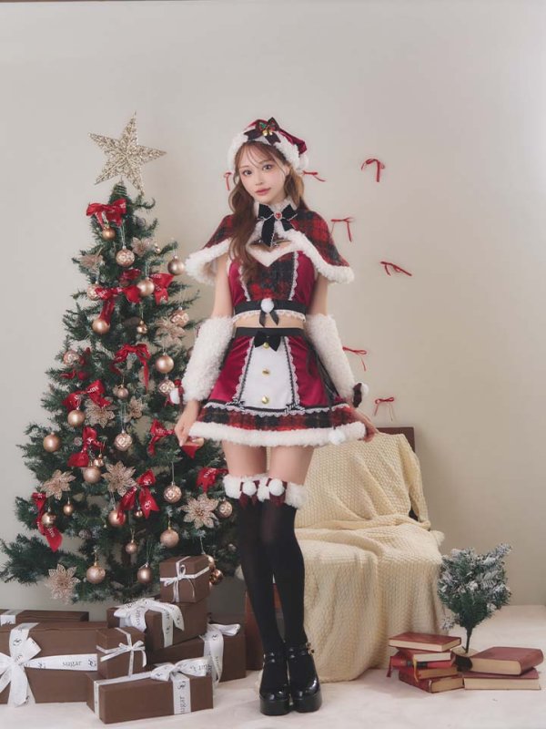 画像9: 【即日発送】【サンタ】ノエルドチェックケープサンタ【Malymoon/マリームーン】【コスプレ9点セット】【フリーサイズ/2カラー】[OF03]