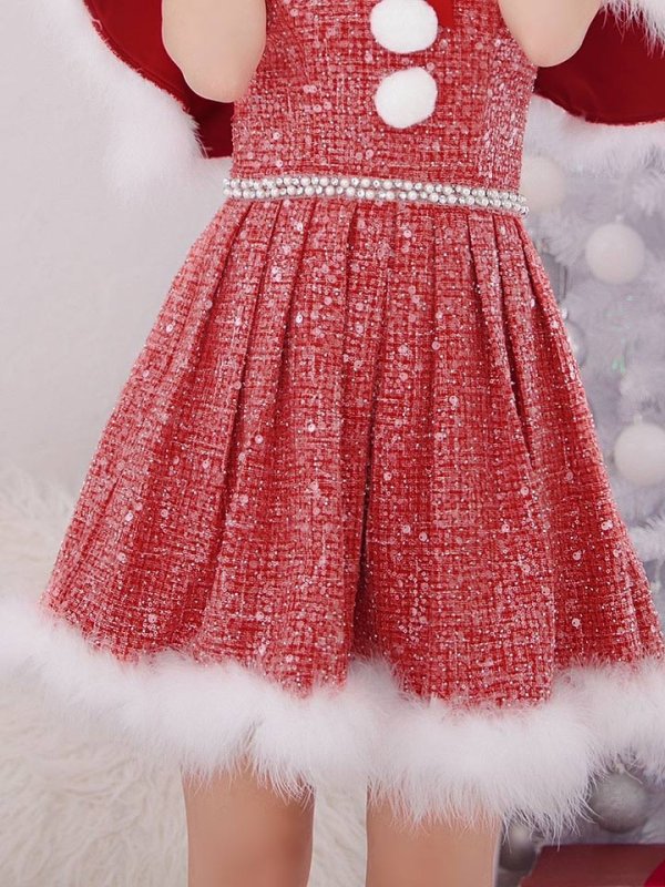 画像38: 【一部予約商品/11月中旬発送予定】【サンタコス 4点セット】【XS-XLサイズ/3カラー】ラメツイードミニワンピースサンタ[YMT]