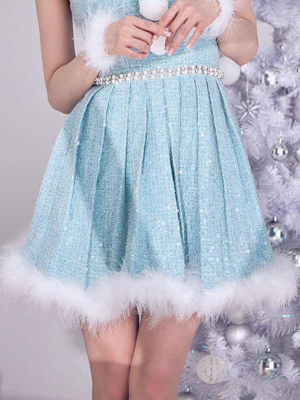 画像9: 【一部予約商品/11月中旬発送予定】【サンタコス 4点セット】【XS-XLサイズ/3カラー】ラメツイードミニワンピースサンタ[YMT]