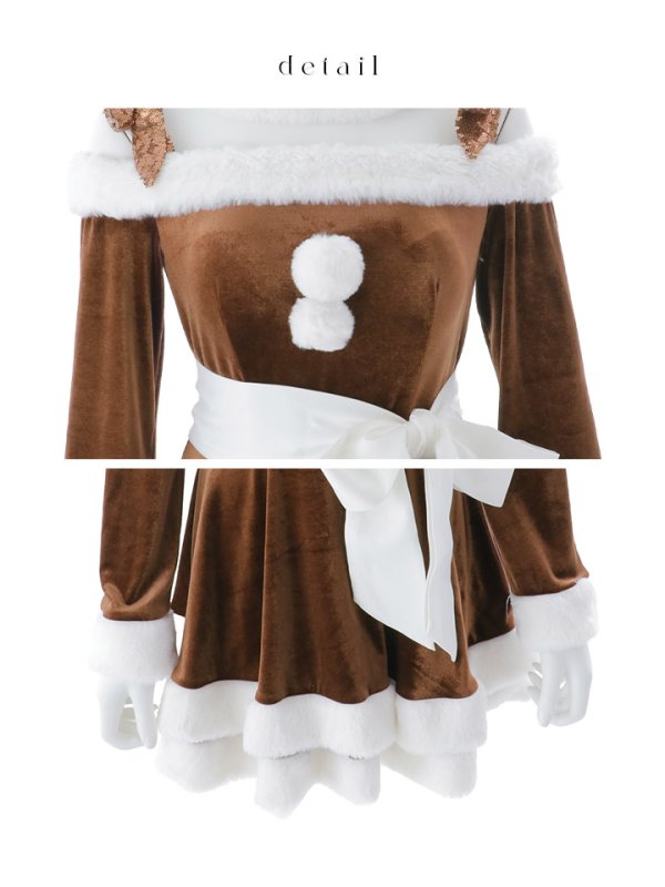 画像47: 【一部予約 / 11月下旬発送予定】【sugar nine サンタコス 4点セット】【XS-XLサイズ/8カラー】グリッターリボン2段フレアサンタコスプレ[OF01]