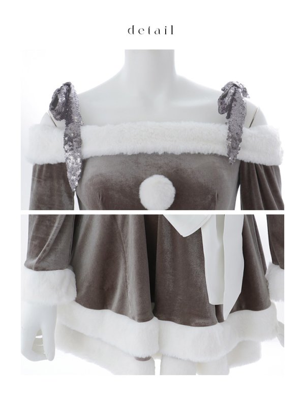 画像48: 【一部予約 / 11月下旬発送予定】【sugar nine サンタコス 4点セット】【XS-XLサイズ/8カラー】グリッターリボン2段フレアサンタコスプレ[OF01]