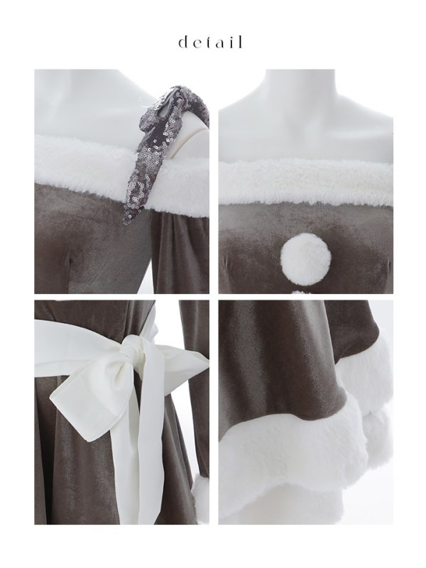 画像45: 【一部予約 / 11月下旬発送予定】【sugar nine サンタコス 4点セット】【XS-XLサイズ/8カラー】グリッターリボン2段フレアサンタコスプレ[OF01]