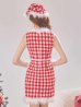 画像12: 【サンタコス 5点セット】【XS-XLサイズ/2カラー】ギンガムチェック タイトワンピースサンタコスプレ[YMT] (12)