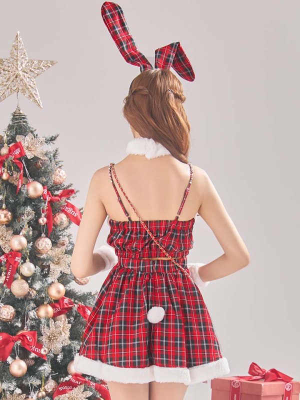 画像4: 【即日発送！】【サンタコス6点セット】【Fサイズ/1カラー】レッドチェックバニーサンタ[YMT]