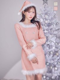 【サンタセール！】【サンタコス 3点セット】【XS-Lサイズ/2カラー】ロングスリーブツイードサンタコスプレ[YMT]