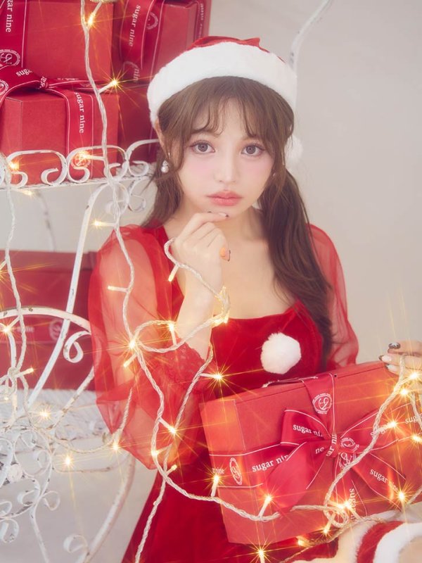 画像12: 【即日発送】【サンタコス 3点セット】【S-Lサイズ/1カラー】チュールシアーフレアサンタコスプレ[OF01]