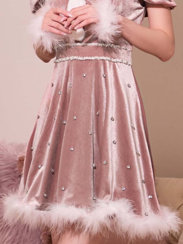 画像23: 【即日発送！】【サンタコス 5点セット】【XS-XLサイズ/3カラー】オフショルビジューリボンフレアサンタ[OF01]