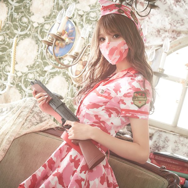 画像8: 【SALE!!】【即日発送】ピンクアーミーワンピース【ハロウィンコスプレ3点セット】【S-XLサイズ/1カラー】（STEE06 W）[HC02]
