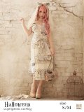 【値下げ！】【即日発送】SALE！【ハロウィン4点セット】ニュースペーパー柄ブライドゾンビコスプレセット(ロング丈)【S?Mサイズ/1カラー】(B102AX)[HC02]