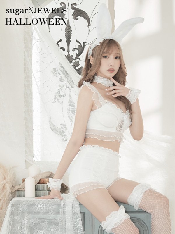 画像3: 【即日発送】【sugar nine×マリームーンコラボ】 セクシーレースバニーコスプレセット【sugar nineハロウィン7点セット】【S-Mサイズ/4カラー】[HC03]