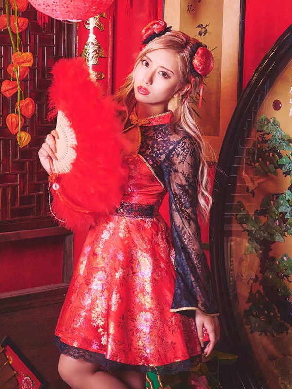 画像4: 【即日発送】フレアチャイナ服ドレスコスプレセット【sugar nineハロウィンコスプレ2点セット】【4サイズ/2カラー】(SE01YN)【OF01】