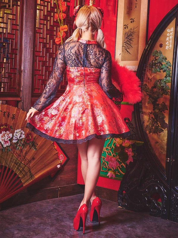 画像7: 【即日発送】フレアチャイナ服ドレスコスプレセット【sugar nineハロウィンコスプレ2点セット】【4サイズ/2カラー】(SE01YN)【OF01】