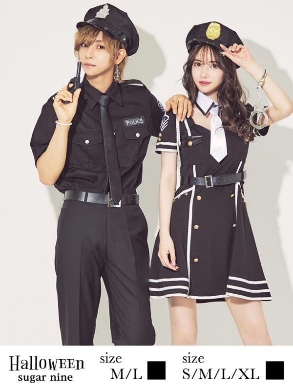 画像3: 【即日発送】即日発送!ブラックポリスコスプレセット【sugar nineハロウィンコスプレ5点セット】【2サイズ/1カラー】[HC02-Bsv/-Bg]