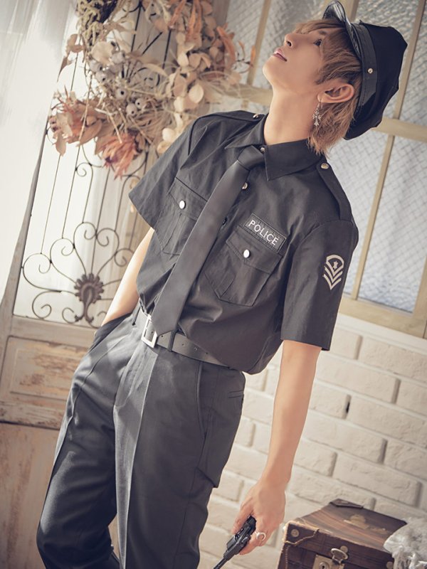 画像12: 【即日発送】メンズブラックポリス【sugar nineハロウィンコスプレ5点セット】【2サイズ/1カラー】[HC03-Bsv]