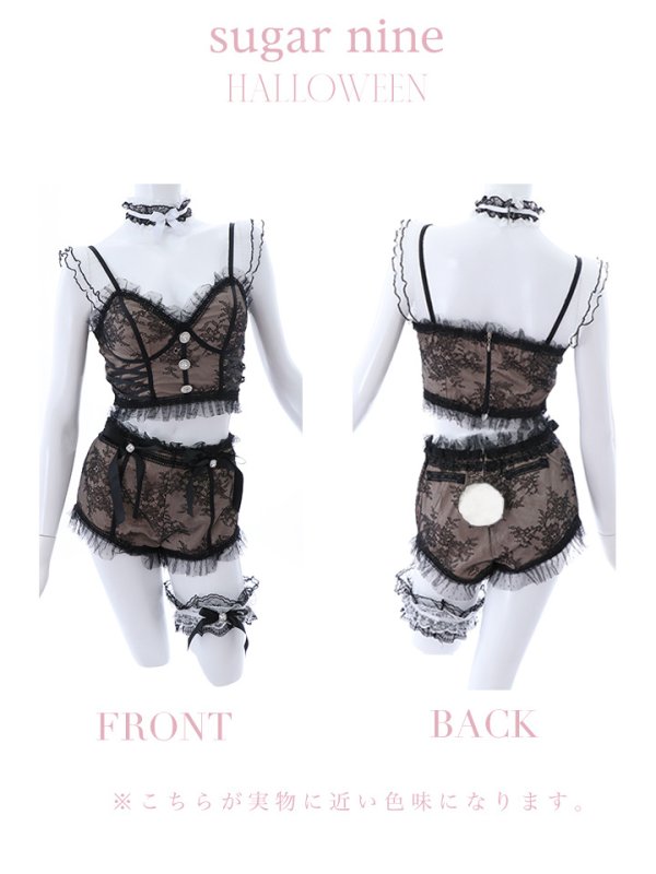 画像12: 【ハロウィン】セパレートレースバニーコスプレ【コスプレ7点セット】【XS-Mサイズ/1カラー】[OF01]
